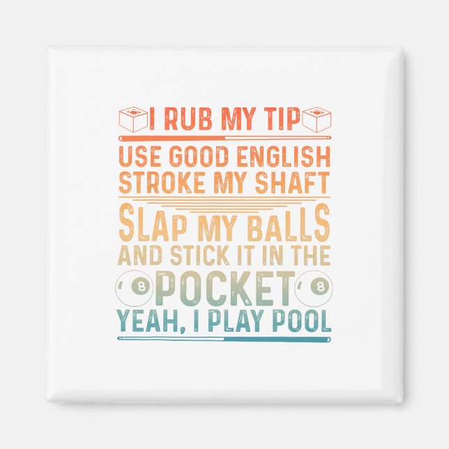 Funny Pool Design For Men Boys Billiard Lover Pool Magnet (Front)