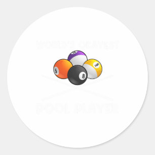 Funny Pool Design For Men Women Billiards Lover Po Classic Round Sticker