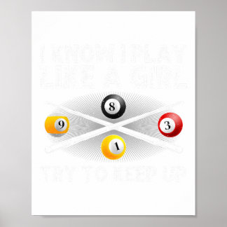 Funny Pool Design For Women Girls Billiards Pool P Poster
