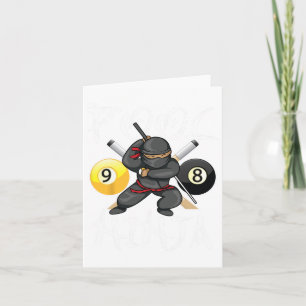Funny Pool Ninja Cute Pocket Billiards Boys Girls  Card