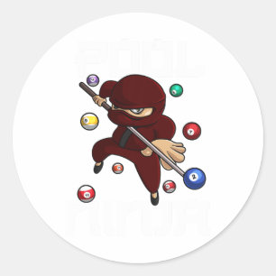 Funny Pool Ninja Cute Pocket Billiards Boys Girls Classic Round Sticker
