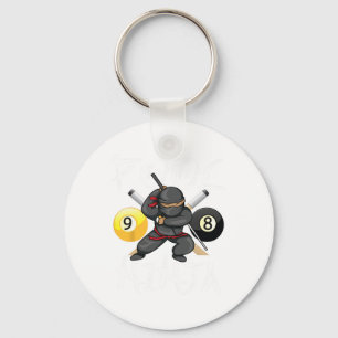 Funny Pool Ninja Cute Pocket Billiards Boys Girls Key Ring