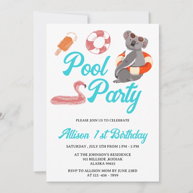 Funny  Pool Party Birthday  Invitation (Front)