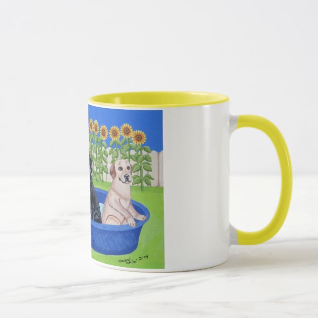 Funny Pool Party Labradors Mug (Right)