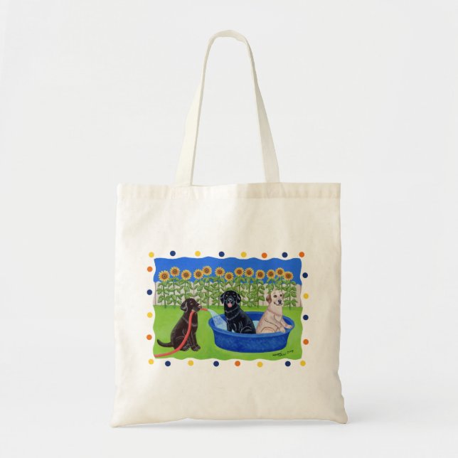 Funny Pool Party Labradors Tote Bag (Front)