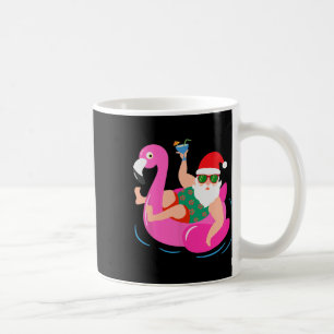 Funny Pool Party Santa Sungles Flamingo Christmas Coffee Mug