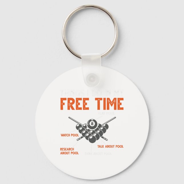 Funny Pool Player Billiard Play Pool Watch Pool  Key Ring (Front)