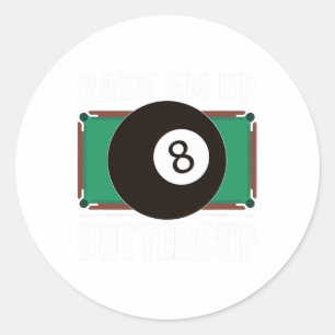 Funny Pool Player Billiards Gift Rack Em Up Classic Round Sticker
