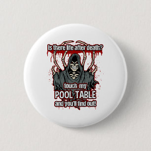 Funny Pool Player Grim Reaper 6 Cm Round Badge