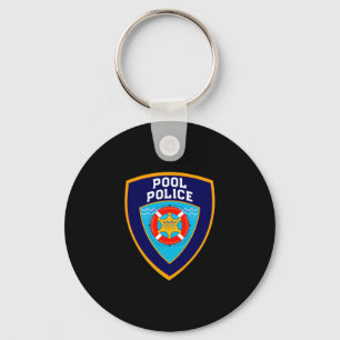 Funny pool police off duty lifeguards keep calm key ring