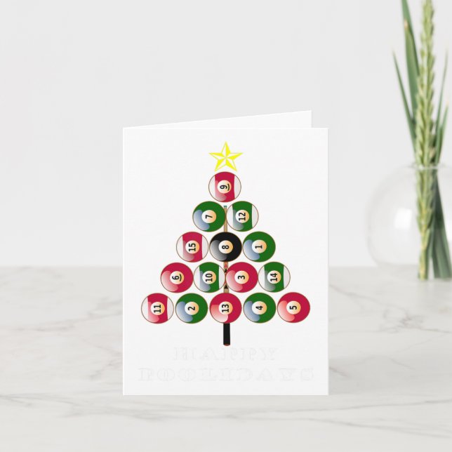 Funny Pool Shark Christmas Tree Holiday Billiards  Card (Front)