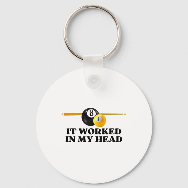 Funny Pool Stick Pool Billiards  Key Ring (Front)