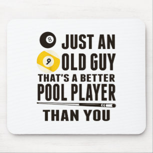 Funny Pool T Shirt Just An Old Guy Billiards Gift Mouse Pad