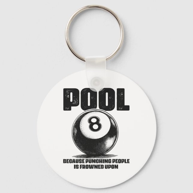 Funny Pool Table Billiards 8 Ll Black Ll Frowned U Key Ring (Front)