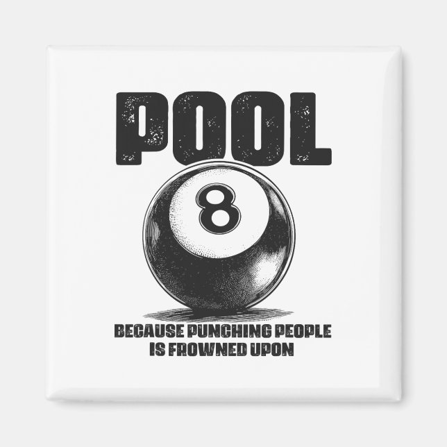 Funny Pool Table Billiards 8 Ll Black Ll Frowned U Magnet (Front)