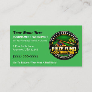 Funny Pool Tournament Prize Fund Contributor Gag Calling Card