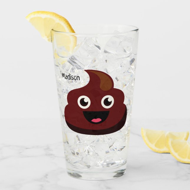 Funny Poop custom name Glass (Front Ice)