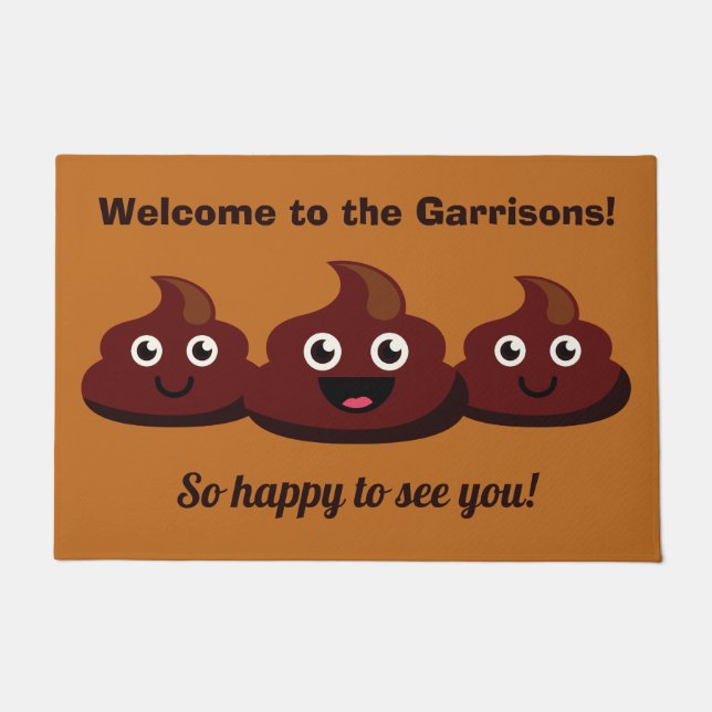 Funny Poop custom text & colour doormat (Front)