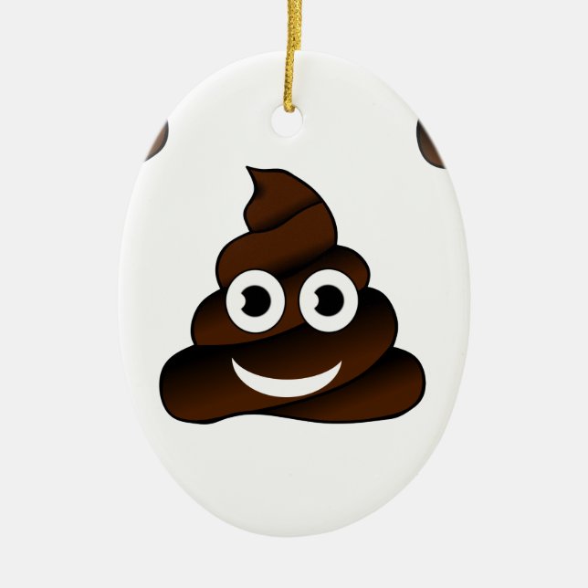 funny poop emoji ceramic ornament (Front)