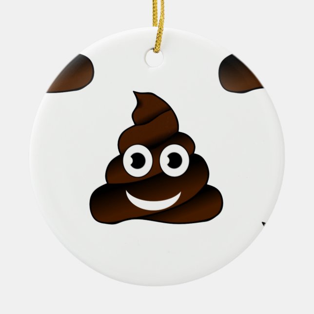 funny poop emoji ceramic ornament (Front)
