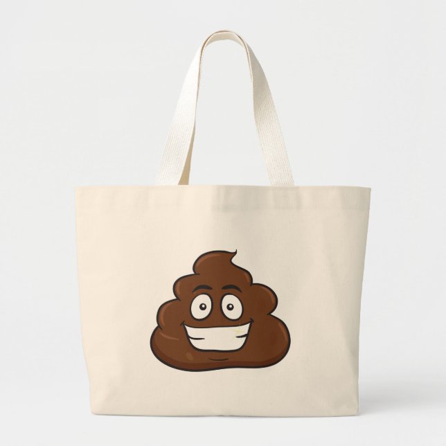funny poop emoji large tote bag (Front)