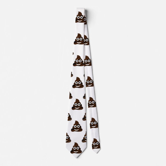 funny poop emoji menswear mens necktie neck tie (Front)