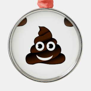 funny poop emoji metal ornament