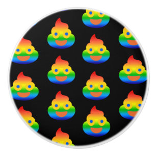 Funny Poop Emoji Rainbow Colour Smile Face Humour Ceramic Knob