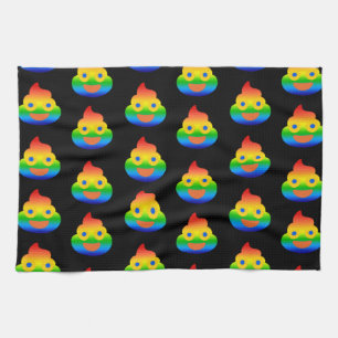 Funny Poop Emoji Rainbow Colour Smiling Face Humou Tea Towel