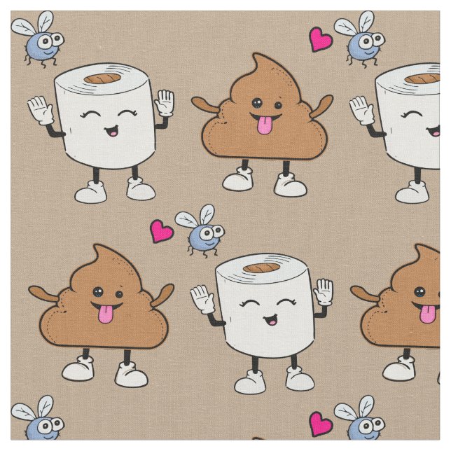 Funny poop emoji tulle paper pattern fabric (Close Up)