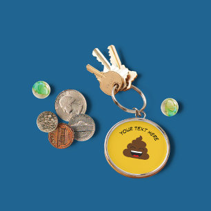 Funny Poop Emoji with Custom Message Key Ring