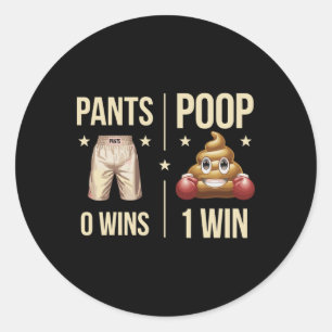 Funny Poop Toilet Humor Poop Boxing Meme Pants 0 P Classic Round Sticker