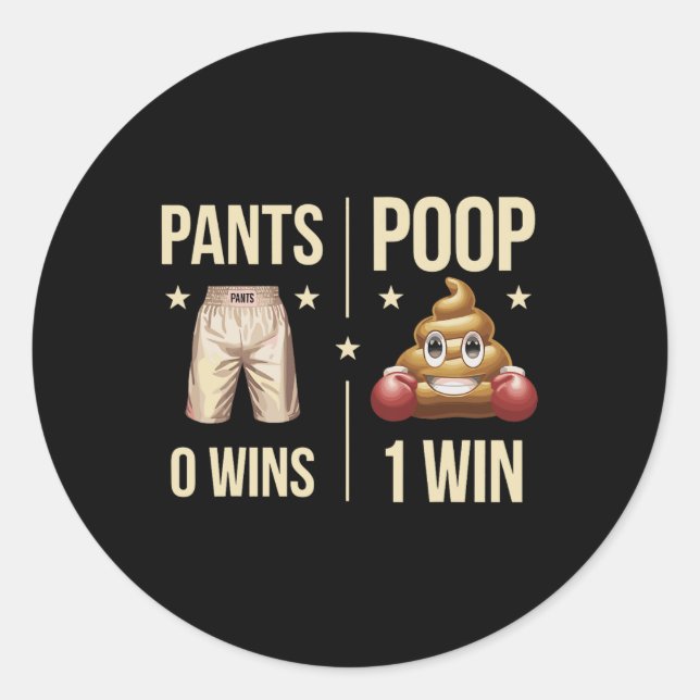 Funny Poop Toilet Humour Poop Boxing Meme Pants 0  Classic Round Sticker (Front)