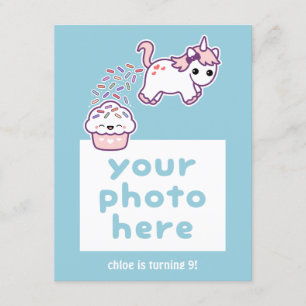 Funny Pooping Unicorn Photo Birthday Invitations