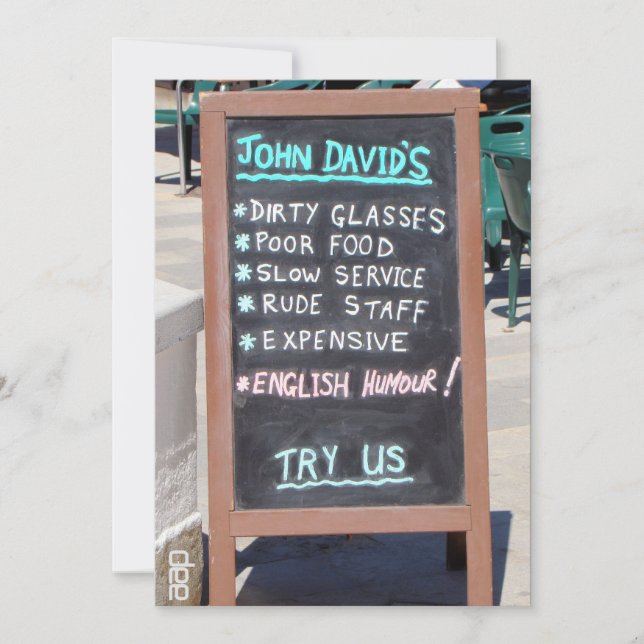 Funny poor food dinner or lunch invitation (Front)