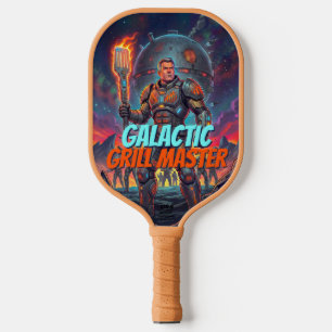 Funny Pop Art Sci Fi Galactic Barbecue Grilling Pickleball Paddle