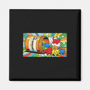 Funny Pop Art Spilled Pill Bottle Kittens Magnet