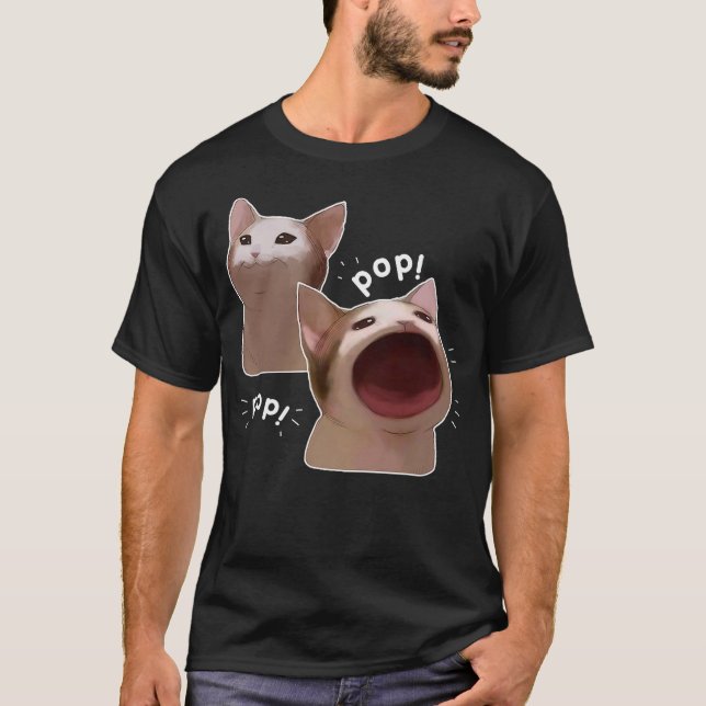 Funny Pop Cat Meme T-Shirt (Front)