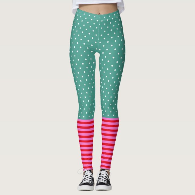 Funny Pop Culture Polka Dots Stripes Patterns Leggings (Front)