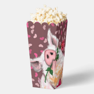 Funny Popcorn Box Gentleman Pig with Rose