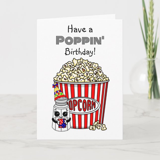 Funny Popcorn Pun | Happy Birthday Card (Front)