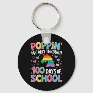 Funny Poppin My Way Through 100 Days Of School 4 Key Ring