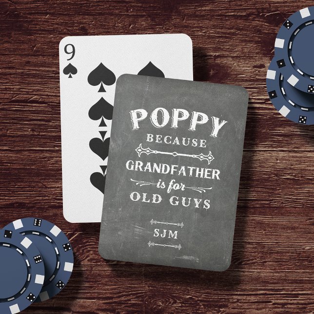 Funny Poppy Grandfather Monogram Playing Cards (Creator Uploaded)