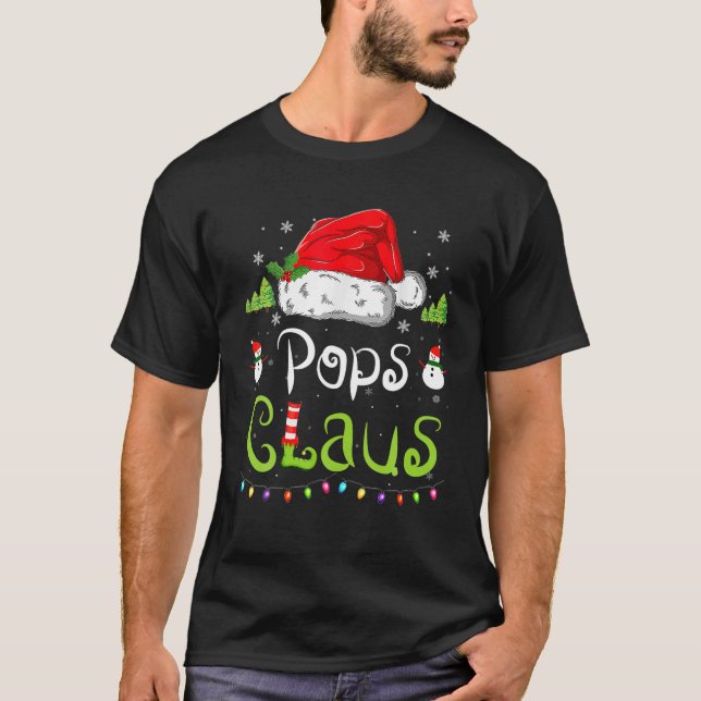 Funny Pops Claus Christmas Pyjamas Santa Hat Famil T-Shirt (Front)