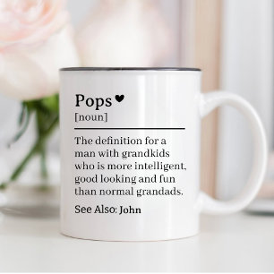 Funny Pops Definition, Grandfather 70th Birthday  Two-Tone Coffee Mug