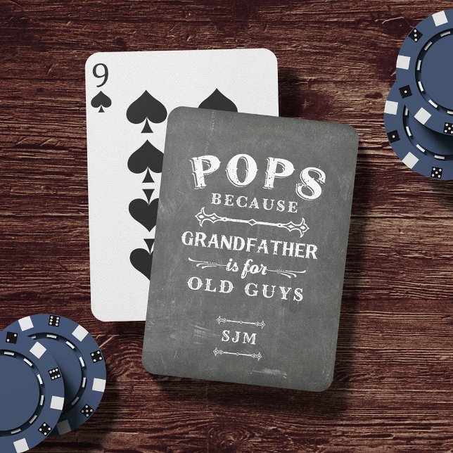 Funny Pops Grandfather Monogram Playing Cards (Creator Uploaded)