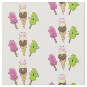 Funny popsicles and ice cream cartoon illustration fabric