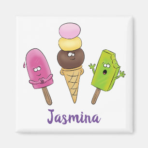 Funny popsicles and icecream cartoon illustration magnet