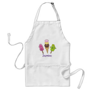 Funny popsicles and icecream cartoon illustration standard apron