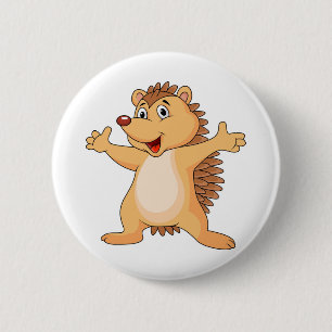 Funny porcupine cartoon 6 cm round badge